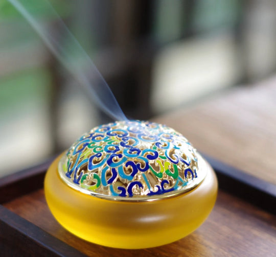 Crystal Glass LiuLi Incense Burner - Yellow
