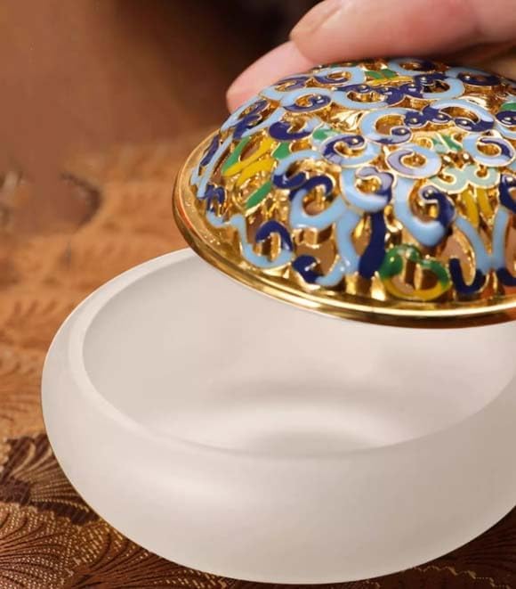 Crystal Glass LiuLi Incense Burner - White