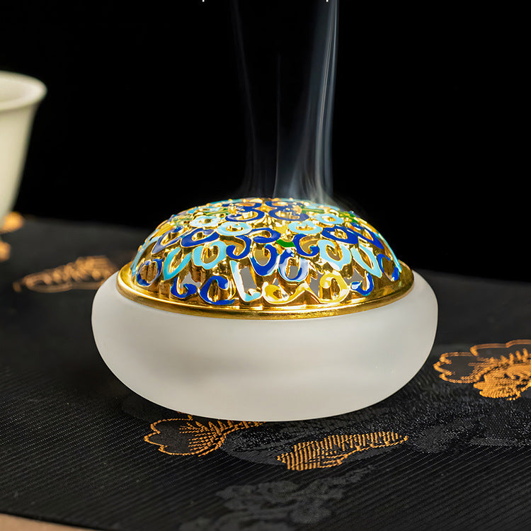 Crystal Glass LiuLi Incense Burner - White